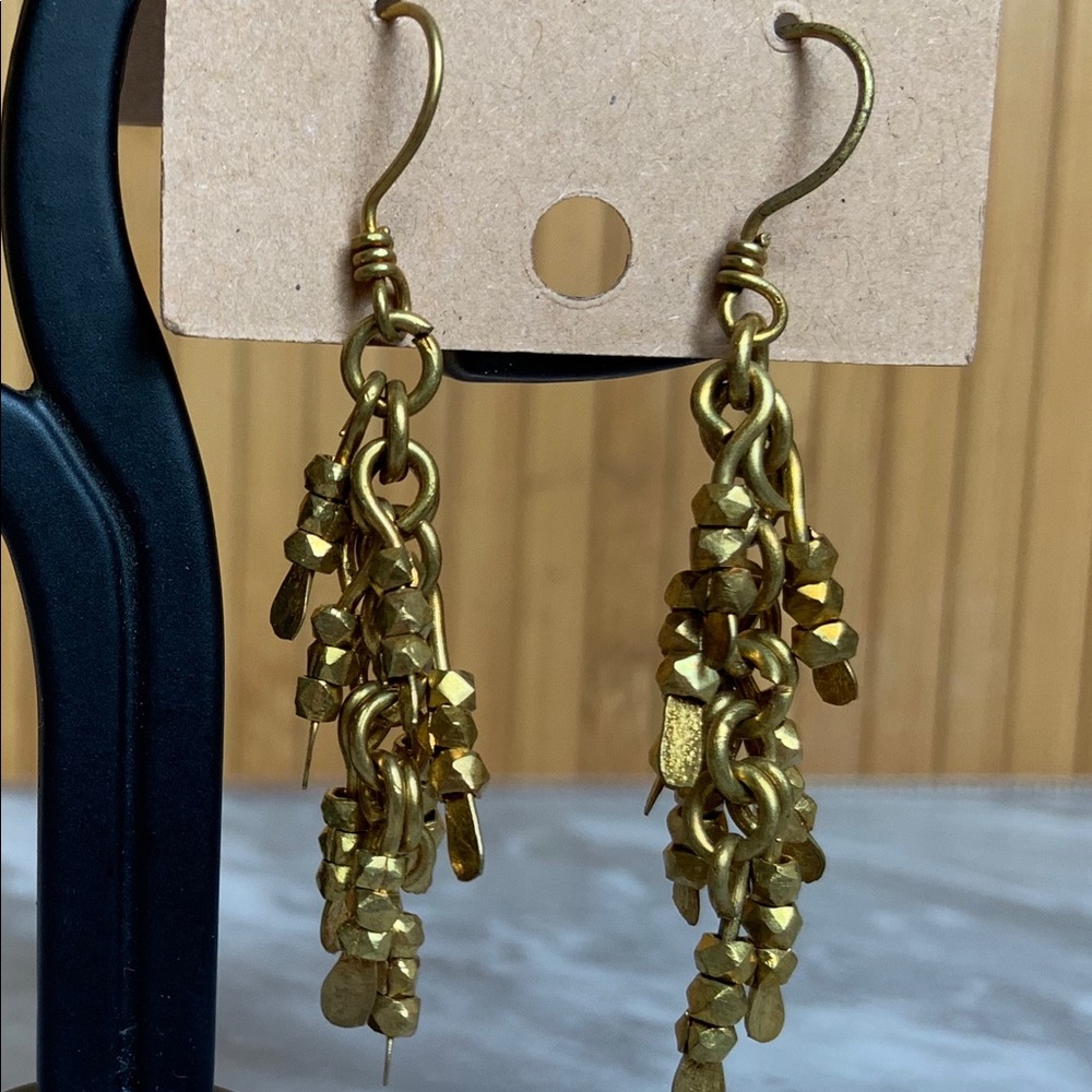 Drop gold nickel free metal earrings.